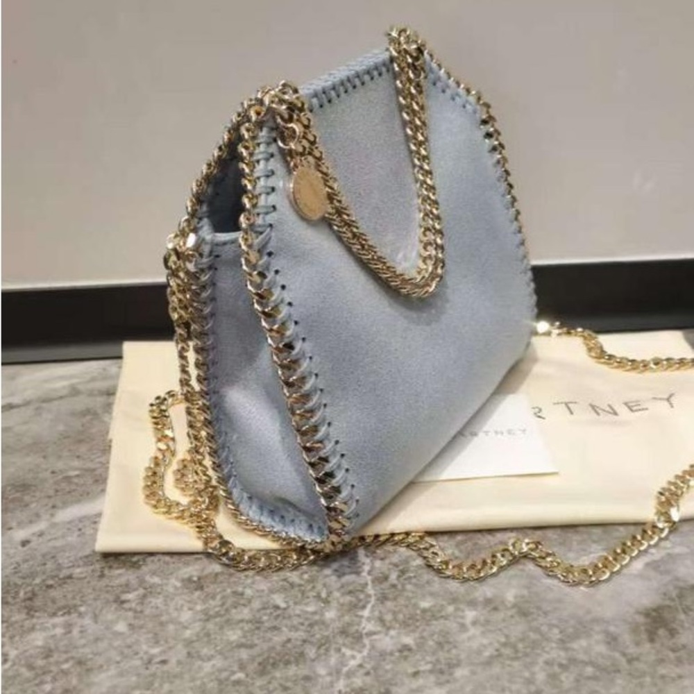 Stella McCartney Light Blue Chain-Trim Shoulder Bag - Picture 3 of 9